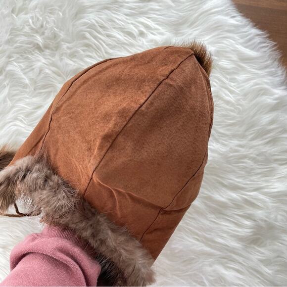 Handmade Ada M Wilson Alaskan Fox Trapper Hat Fox Fur Suede Leather Eskimo Brown - Picture 3 of 7